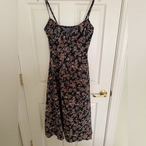 Floral Black & Pink Spaghetti Strap Maxi Dress